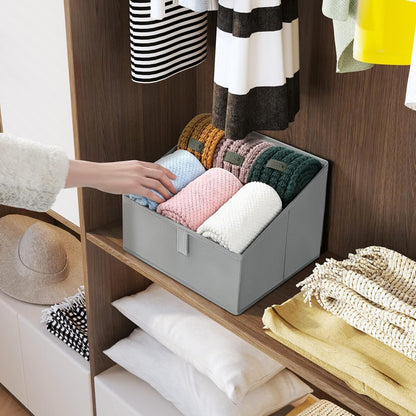 DIMJ Closet Storage Bins - 6 Pack Foldable Storage Baskets Box Fabric Storage Cubes Storage Organization Trapezoid Storage Bin (Arrow Grey)