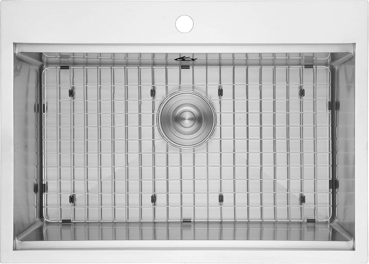 Yutong 16" x 20" Top-Mount/Drop in SS304 Stainless Steel Kitchen Black Sink Single Bowl Without Grid