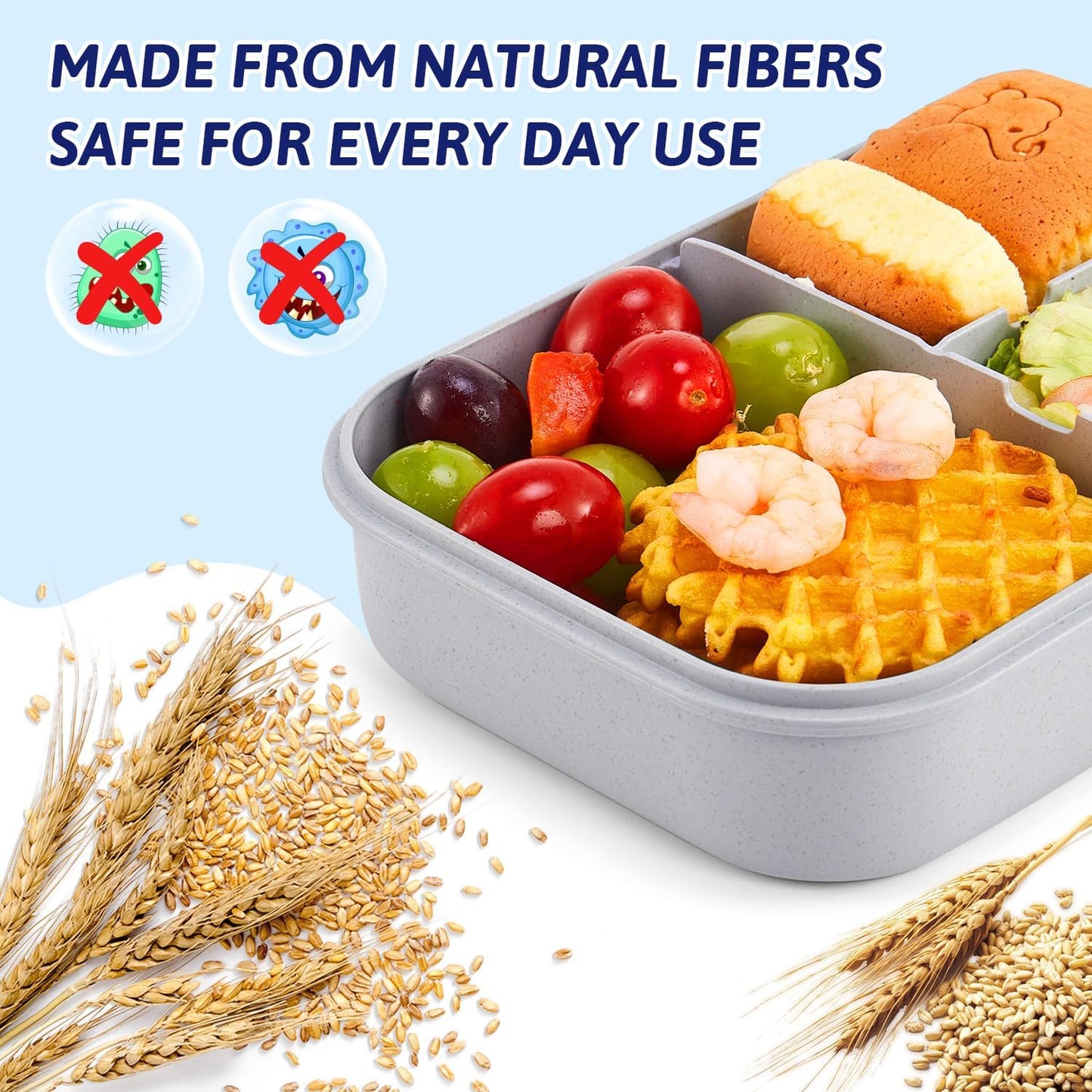 MISS BIG® Bento Box,Lunch Box Adult,Ideal Leak Proof Lunch Containers,Mom's Choice Lunch Box for Kids,No BPAs and No Chemical Dyes,Microwave and Dishwasher Safe Lunch Container (1900ml White)