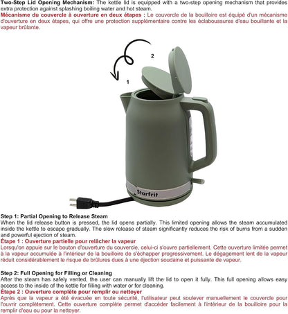 Starfrit Electric Kettle - 1.7L Capacity - Water Level Indicator - Automatic Shut-Off - 1500W – Sage