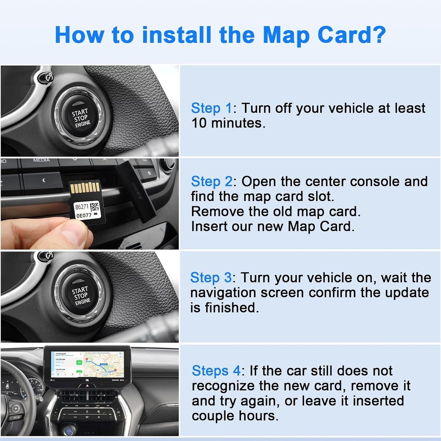 2025 Latest 86271-0E077 Navigation SD Card Update Version for Toyota RAV4 Camry Corolla Highlander 4Runner Tundra-Toyota Navigation Micro SD Card GPS Map for USA/CAN