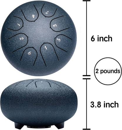 Lronbird Steel Tongue Drum Percussion, 6 Inch 8 Notes Musical Instruments, Music Gifts for Family Friends (Malachite)