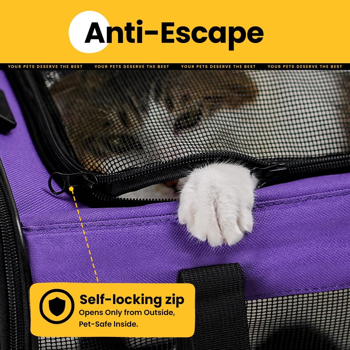 Conlun Cat Carrier Bag,Soft-Sided Pet Carriers for Dogs with 4-Sided Mesh,Airline Approved Cat Transport Carrier for Small&Medium Cats Kitten Puppy Up to 6Kg,Collapsible Cat Travel Carrier-M,Black