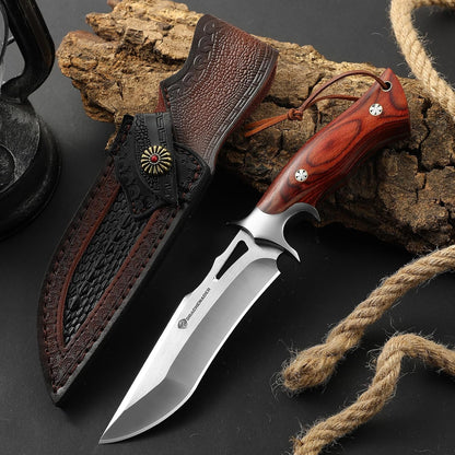 DRACHENADER Fixed Blade Knife with Leather Sheath, Full Tang Survival Knife, M390 Steel Hunting and Camping Outdoor Survival and Bushcraft