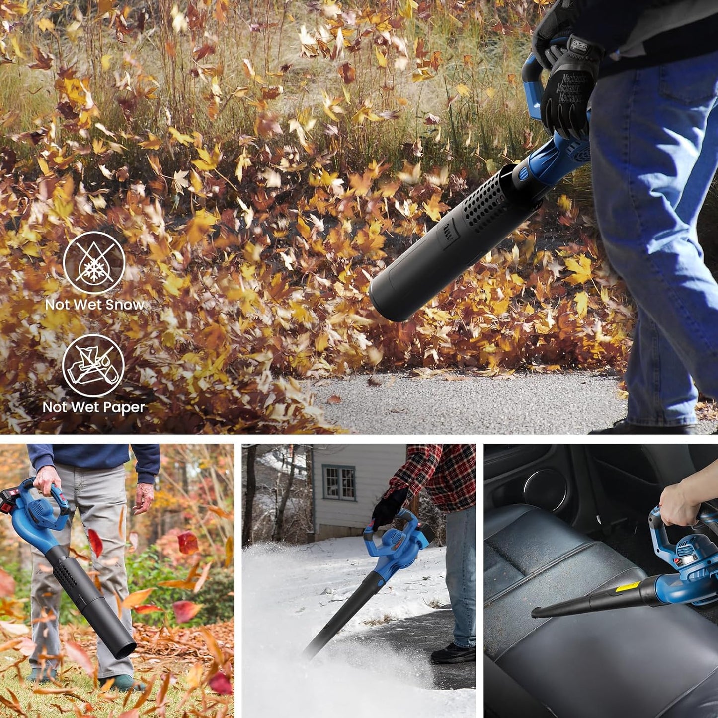 Enhulk 20V 4.0Ah Cordless Leaf Blower,460CFM &190MPH,2-in-1 Battery Powered Leaf Blower,6 Variable Speed,for Blowing Leaves,Debris,Snow and Dust,4.0Ah Battery&Charger Included