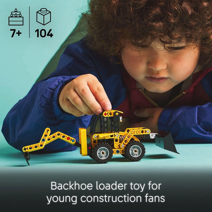 Construction Backhoe Loader Building Toy for Kids Ages 7+, Educational Construction Vehicle Playset with Working Scoop and Digger - PuriLite