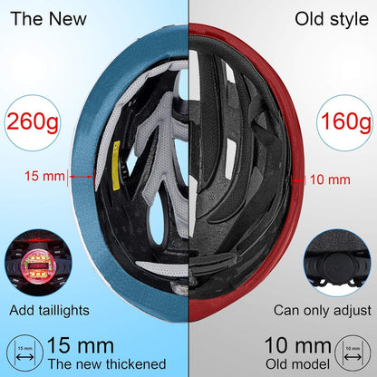 TOONEV Adult Bike Helmet with Safety LED Light,Lightweight Integrally Sport Mountain Bicycle Helmet Adjustable Size 54 to 62CM for Men Women Cycling Helmet