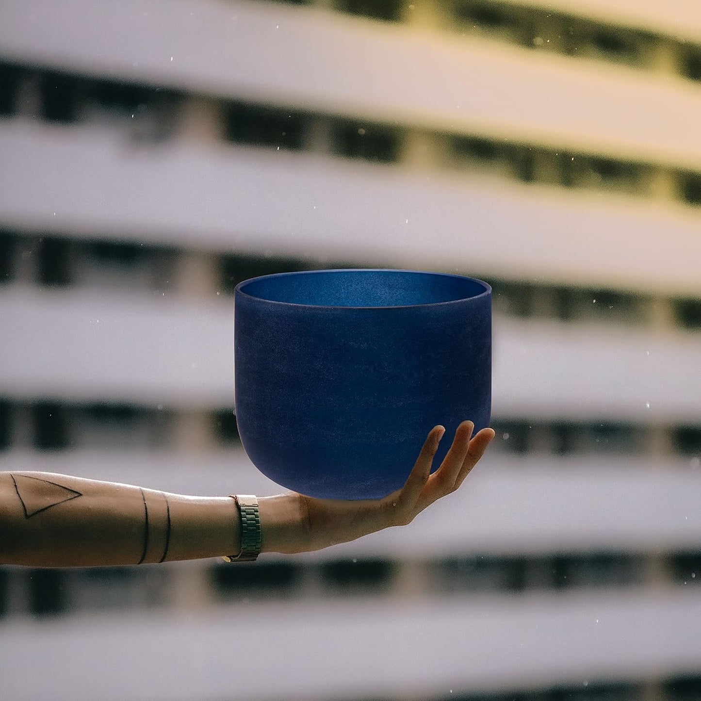 TOPFUND F Note Crystal Singing Bowl Heart Chakra 8 inch with Heavy Duty Carrying Case and Suede Striker