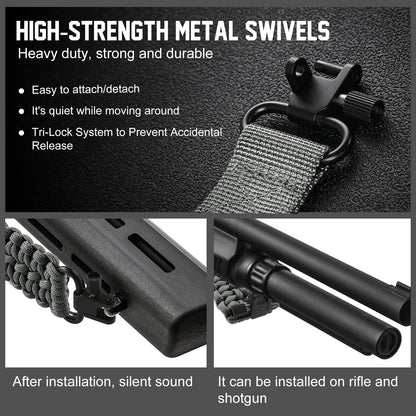 VVAAGG Two-Point Sling with Swivel, Non-Slip Paracord Sling with Adjustable Length Strap