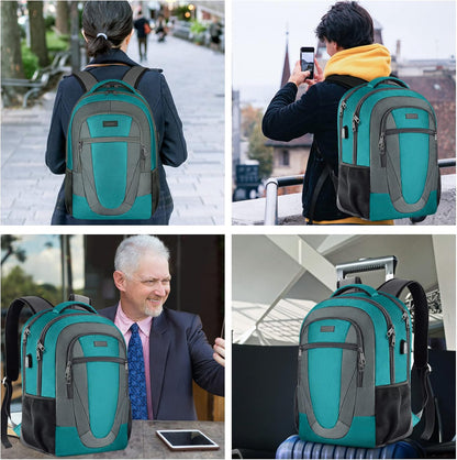 Backpack for Men and Women, School Backpacks for Teen Boys and Girls, Black Water Resistant Back Pack, Business Men Sturdy Computer Bag with USB Charging Port, Gifts
