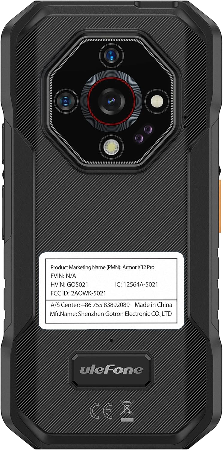 5G Rugged Phone, Ulefone Armor X32 Pro Unlocked Smartphone, MTK Dimensity 6300, 16+256GB, 64MP/25MP Night Vision, Android 14, Widevine L1, 5G WiFi Hotspot, 5.65” 90Hz, 5500mAh, NFC/GPS - Black