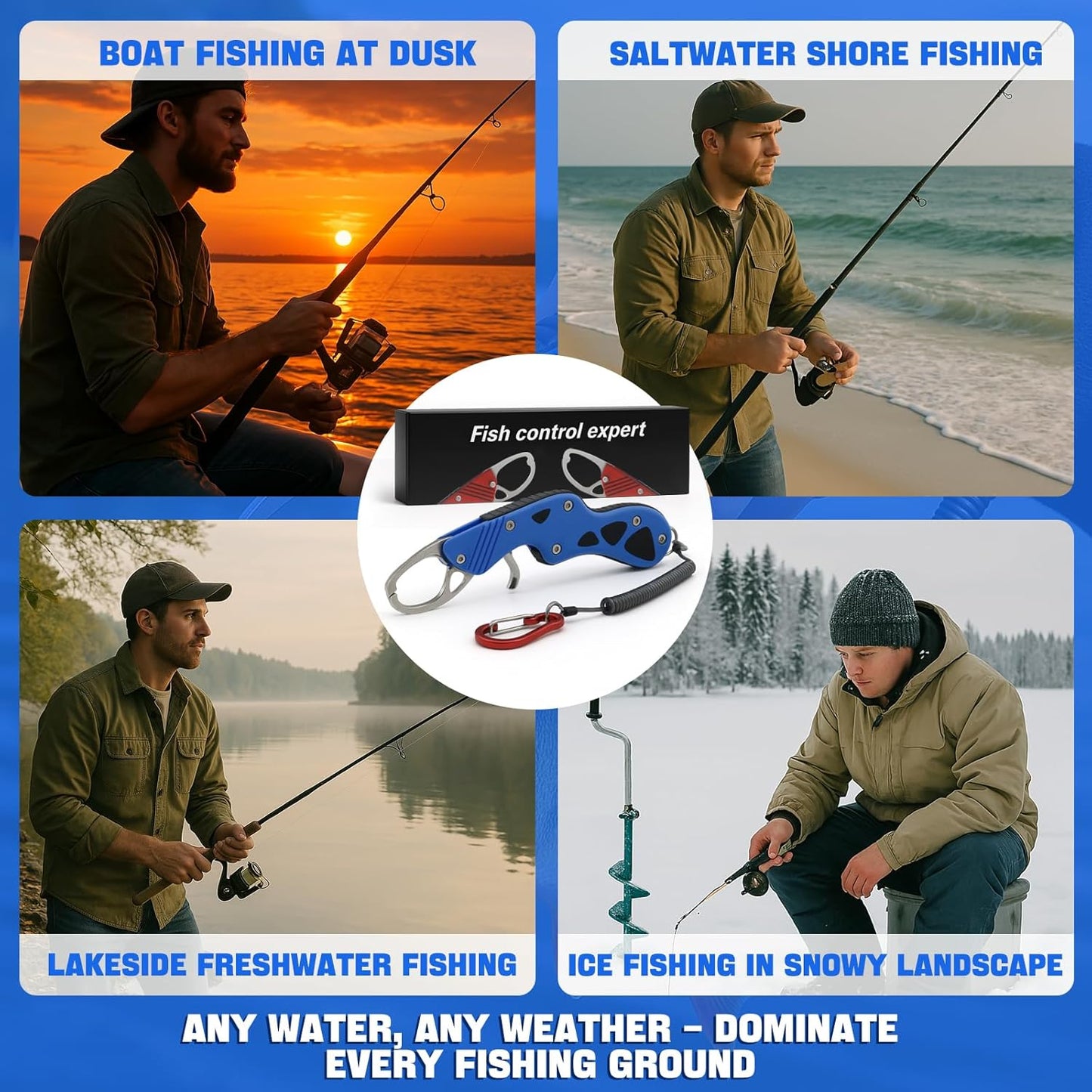 YZT High Strength Fish Gripper, Heavy Duty Stainless Steel Fishing Lip Grabber, Easy to Catch Fish,160g Portable Outdoor Men's Fishing Tools Gift,50 Pound Fish Grabber for Freshwater Saltwater