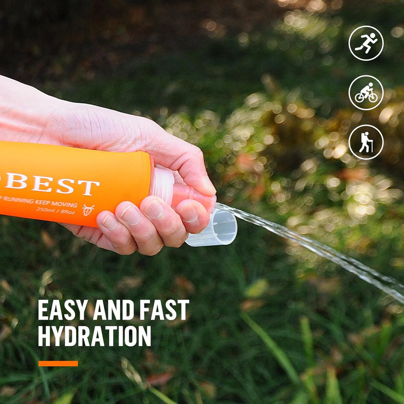 UTOBEST Soft Flask Running Water Bottle Collapsible Water Bottle for Trail Running Hydration Pack Hiking Cycling Climbing 150ML/250ML/350ML/450ML/500ML/550ML