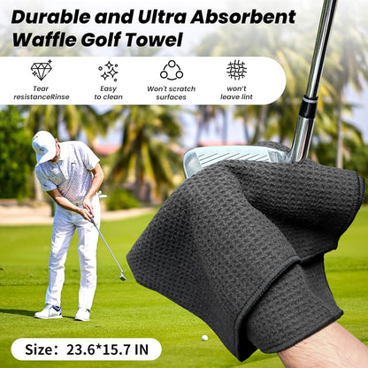BAPOTH Golf Club Cleaner, Non-Leaking Stretchable Golf Brush with Golf Towel (60 * 40cm), Strong Bristles Brush Can Hold 5 oz Water, Essentials Golf Accessories Gifts for Men Women