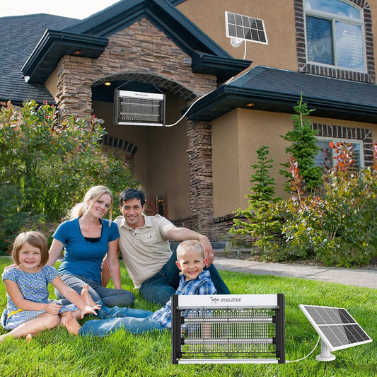 PALONE Solar Bug Zapper, 4000V Electric Bug Zapper with 8W Solar Panel, Rechargeable Bug Zapper with LED Light, Fly Zapper with Fireproof Waterproof, Indoor Outdoor Zapper for Kitchen,Camping,Patio