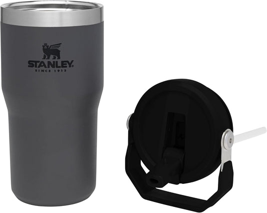 Stanley IceFlow Stainless Steel Tumbler - Vacuum Insulated Water Bottle for Home, Car Reusable Cup with Straw Leak Resistant Flip Cold for 12 Hours or Iced for 2 Days, Charcoal, 20 oz / 0.59 L - PuriLite
