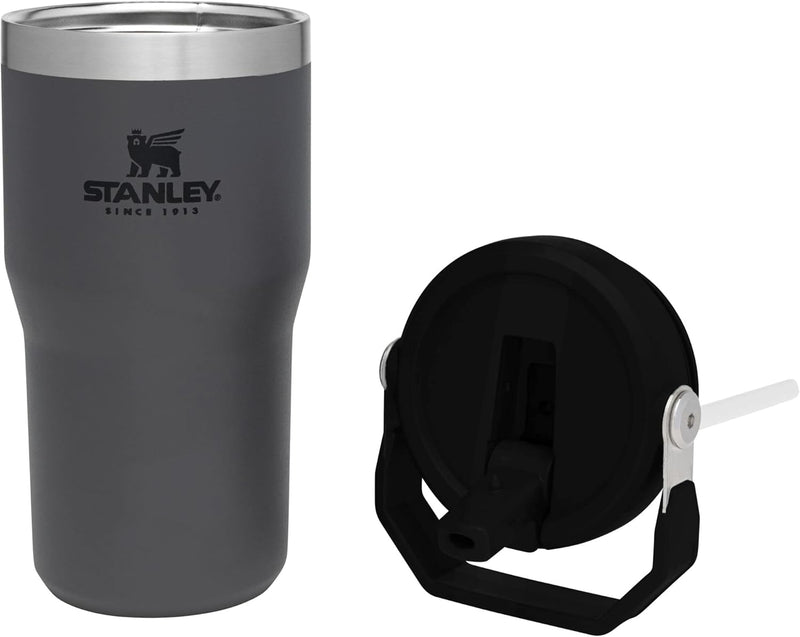 Stanley IceFlow Stainless Steel Tumbler - Vacuum Insulated Water Bottle for Home, Car Reusable Cup with Straw Leak Resistant Flip Cold for 12 Hours or Iced for 2 Days, Charcoal, 20 oz / 0.59 L