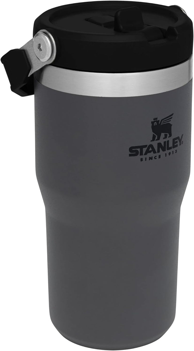 Stanley IceFlow Stainless Steel Tumbler - Vacuum Insulated Water Bottle for Home, Car Reusable Cup with Straw Leak Resistant Flip Cold for 12 Hours or Iced for 2 Days, Charcoal, 20 oz / 0.59 L