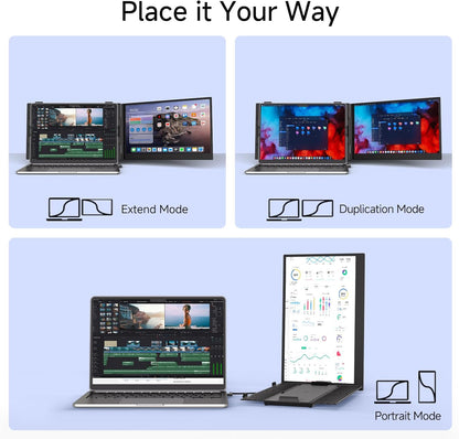 14” Laptop Screen Extender – Portable Dual Monitor IPS FHD 1080P, USB-C & HDMI Plug & Play, Rotatable Travel Display