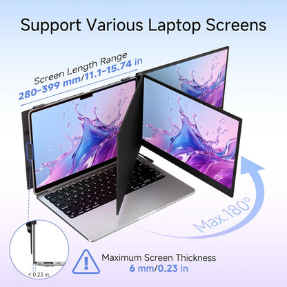 14” Laptop Screen Extender – Portable Dual Monitor IPS FHD 1080P, USB-C & HDMI Plug & Play, Rotatable Travel Display