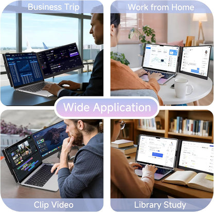 14” Laptop Screen Extender – Portable Dual Monitor IPS FHD 1080P, USB-C & HDMI Plug & Play, Rotatable Travel Display