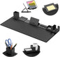 6-in-1 Desk Pad and Organizer Set with Magnetic Storage, Large Faux Leather Mouse Mat with Phone Stand, Cup Holder, Pen Holder, and Cable Management (Black) - PuriLite