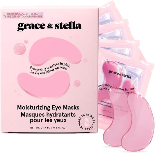 grace & stella Award Winning Under Eye Mask - Gifts for Women - Bridesmaid Proposal Gifts - Reduce Dark Circles, Puffy Eyes, Undereye Bags, Wrinkles - Under Eye Patches - Vegan (24 Pairs, Pink)