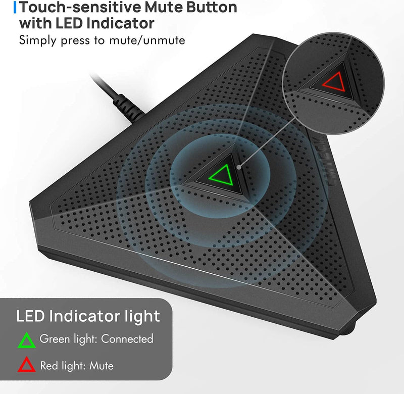 CMTECK USB Desktop Computer CM001 Microphone, Mute Button with LED Indicator, Omnidirectional Condenser Boundary Conference Mic for Recording, Streaming, Gaming, Skype (Windows/Mac), No Speaker