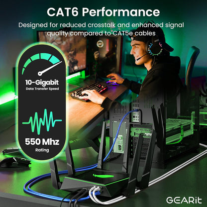 GearIT Cat6 Ethernet Cable 100-Pack – 3ft Snagless RJ45 LAN Patch Cords, Gigabit & 10G Network Cables for Switches, Routers & POE Racks (Blue)