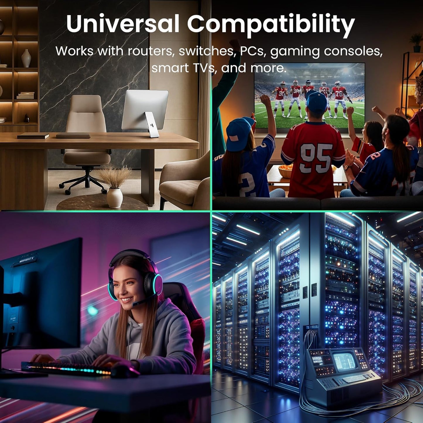 GearIT Cat6 Ethernet Cable 100-Pack – 3ft Snagless RJ45 LAN Patch Cords, Gigabit & 10G Network Cables for Switches, Routers & POE Racks (Blue)