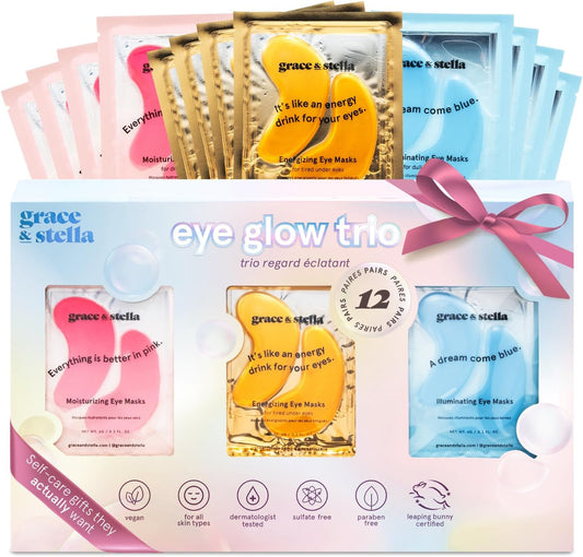 grace & stella Under Eye Patches (12 Pairs) Mothers Day Gifts for Mom - Eye Patches for Puffy Eyes and Dark Circles - Vegan Eye Mask, Bachelorette Party Favors, Self Care