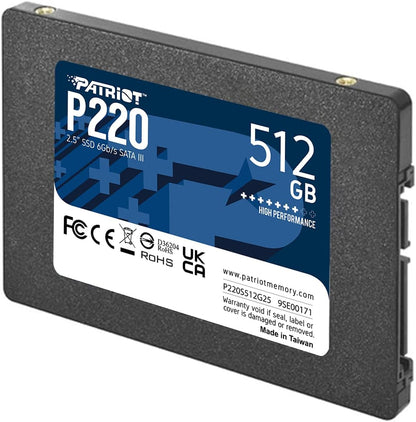 Patriot P220 512GB Internal SSD - SATA 3 2.5" - Solid State Drive - P220S512G25
