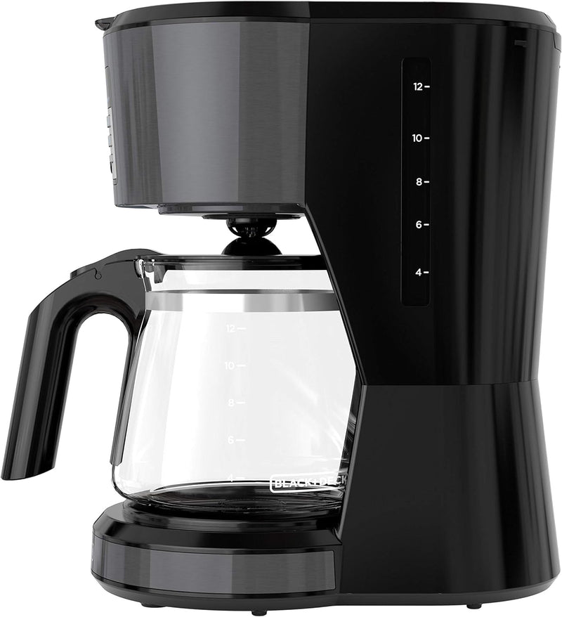 BLACK + DECKER 12 Cup Programmable Coffee Maker in Black Stainless Steel, CM1331BSC