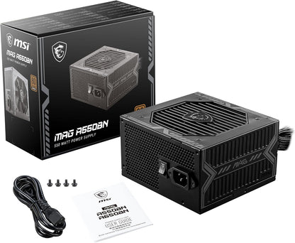 MSI MAG A550BN 550W Power Supply – 80 Plus Bronze Certified, Non-Modular ATX PSU with Low-Noise Fan & Active PFC - PuriLite