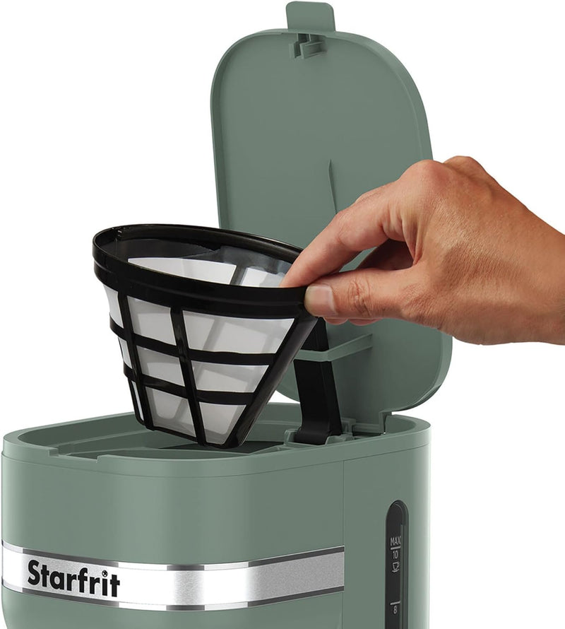 Starfrit 10-Cup Coffee Maker – Keep Warm Function – Reusable Filter Basket – Easy to clean – 900W – Sage