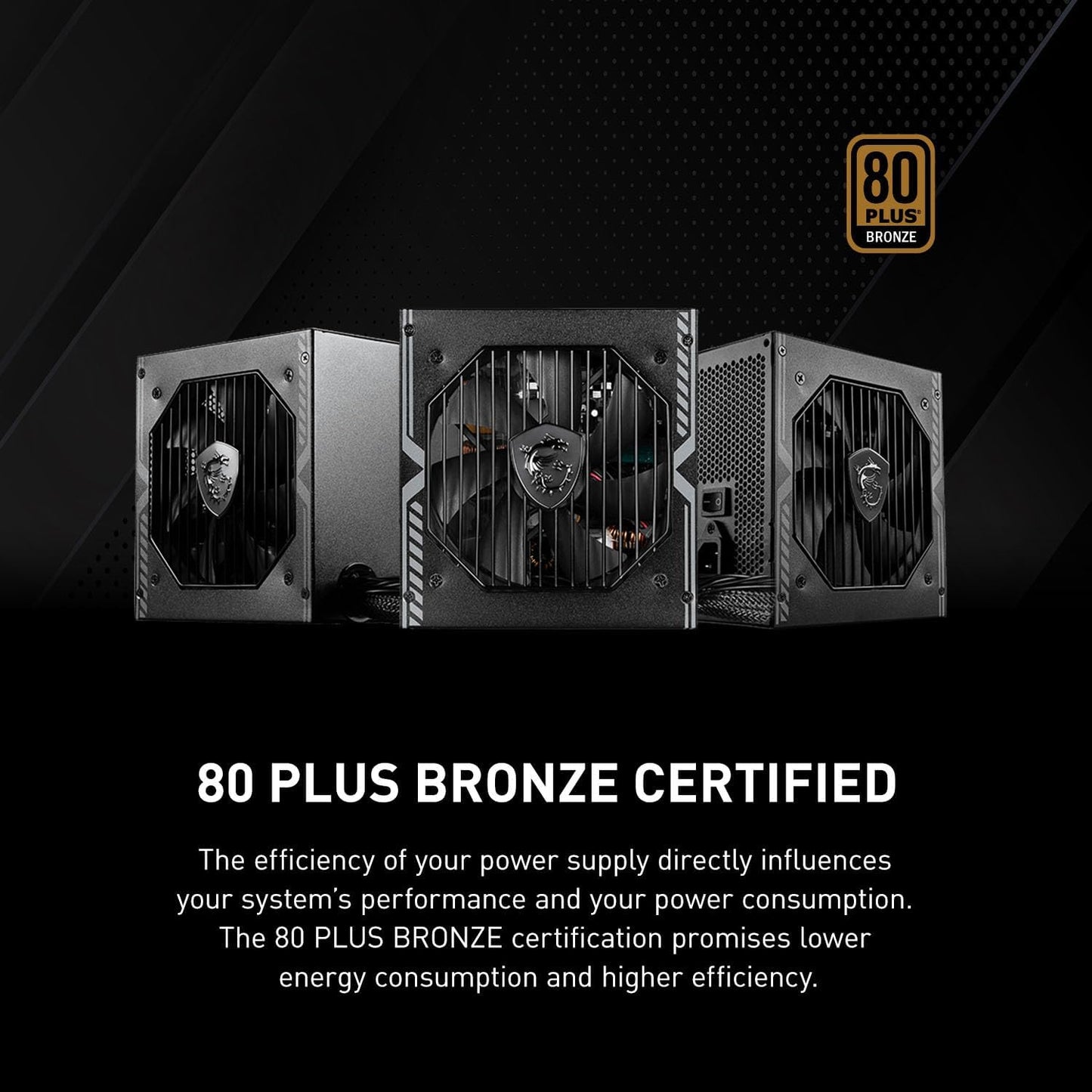 MSI MAG A550BN 550W Power Supply – 80 Plus Bronze Certified, Non-Modular ATX PSU with Low-Noise Fan & Active PFC - PuriLite