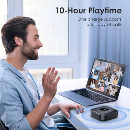 EMEET Conference Speakerphone M0 Plus, 4 AI Mics 360° Voice Pickup, Noise Reduction, USB C, Bluetooth Speakerphone for 8 People w/Daisy Chain for 16, Conference Speaker Compatible w/Leading Software