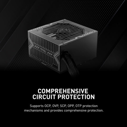 MSI MAG A550BN 550W Power Supply – 80 Plus Bronze Certified, Non-Modular ATX PSU with Low-Noise Fan & Active PFC - PuriLite