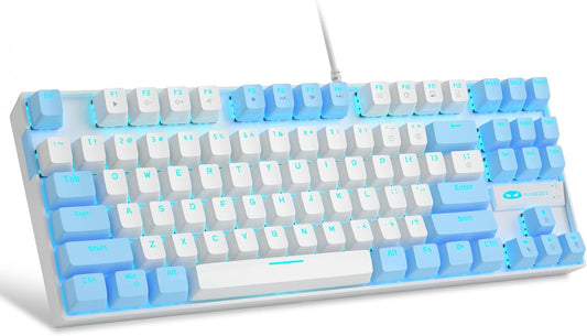 75% Mechanical Gaming Keyboard with Red Switch – Blue LED Backlit TKL Wired Keyboard for Windows, Linux, Mac – 87 Keys Compact Ergonomic Design - PuriLite