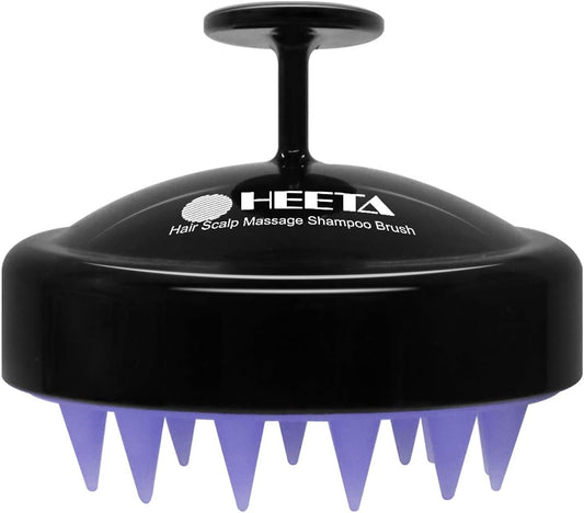 HEETA Hair Scalp Massager, Scalp Scrubber with Soft Silicone Bristles for Hair Growth & Dandruff Removal, Hair Shampoo Brush for Scalp Exfoliator, Black
