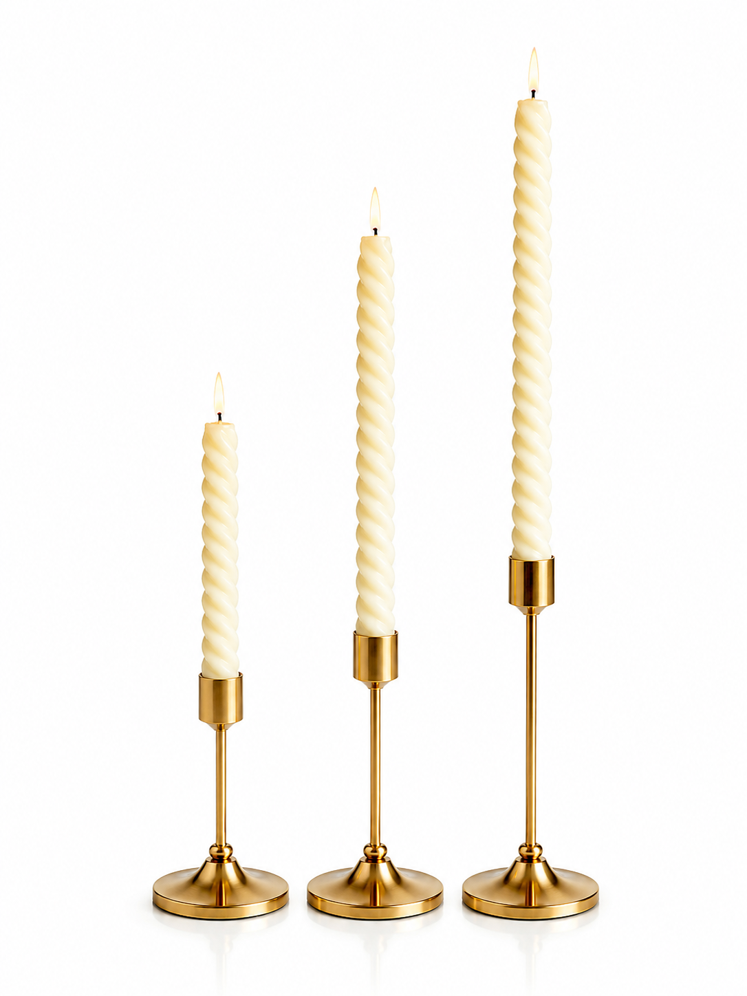 Elegant 3 Pcs Candle Stand Set with Candles | Luxury Home, Birthday & Event Decor