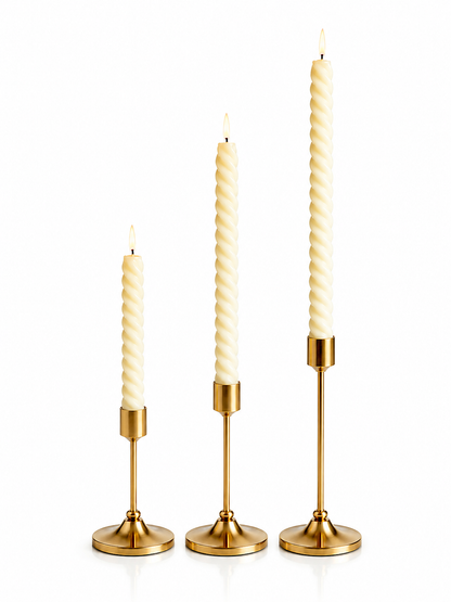 Elegant 3 Pcs Candle Stand Set with Candles | Luxury Home, Birthday & Event Decor