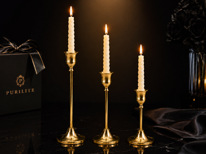 Elegant 3 Pcs Candle Stand Set with Candles | Luxury Home, Birthday & Event Decor