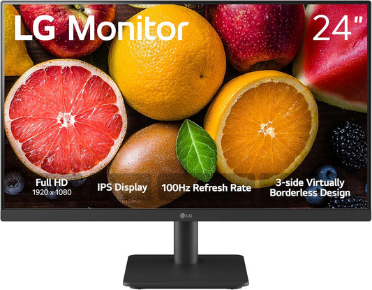 LG FHD Monitor (24MS500) - 23.8" Full HD (1920x1080) IPS Display, 100Hz Refresh Rate, Reader Mode & Flicker Safe, 5ms (GtG) Response time, 3-Side Virtually Borderless Design, Tilt Adjustment