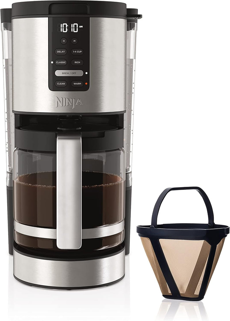 Ninja DCM200C Programmable XL 14-Cup Coffee Maker, 14-Cup Glass Carafe, With Permanent Filter, Stainless Steel, Silver