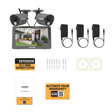Defender PHOENIXHD Non-WiFi, Plug-in Power Security System with 2 Cameras & 10.1” HD Monitor - PuriLite