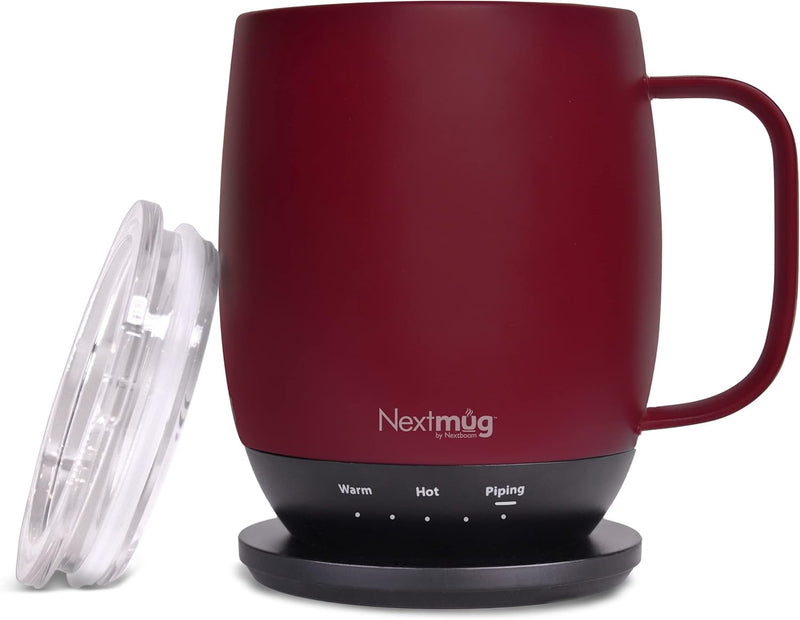 Nextmug - Temperature-Controlled, Self-Heating Coffee Mug (Burgundy - 14 oz.)