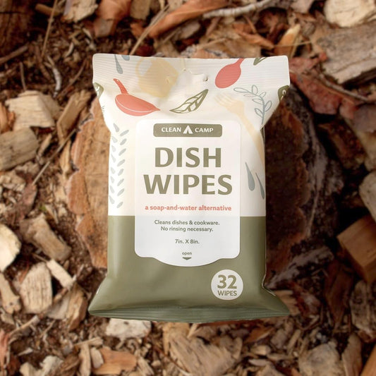 Dish Wipes | 100% Biodegradable Pre-Moistened Food-Safe Camp Kitchen Wipes | A Soap-and-Water Alternative - PuriLite
