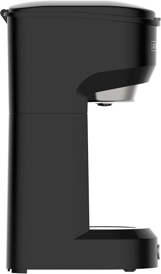 CULINARY CHEF Retro Single Serve Maker, Brewer for Ground Coffee, 300 milliliters, BLACK - PuriLite