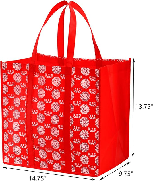 Frcctre 12 Pack Reusable Grocery Bags, Large Foldable Shopping Tote Bags with Long Handles Heavy Duty Reusable Bags for Shopping Groceries Clothes - 6 Assorted Colors - PuriLite